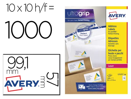 Etiqueta Avery Adesiva Branca Cartão de Visita Medidas 99,1x57 mm Inkjet Laser Impressora 1000 Unidades Caixa de 100 Folh