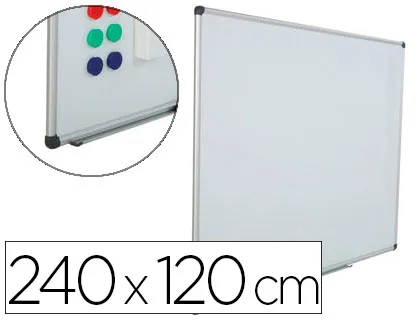 Quadro Branco Rocada Aco Vitrificado Magnetico Moldura Aluminio e Cantos Pvc 240 x 120 cm Inclui Bandeja para Marcador