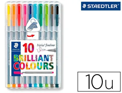 Marcador Staedtler Triplus Broadliner 338 Estojo Plástico de 10 Cores Sortidas