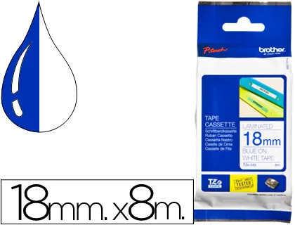 Fita Brother tz-243 Laminada Branco-Azul 18mm x 8m