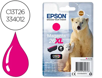 Tinteiro Epson 26xl Xp600 / 605 / 700 / 800 Magenta 700 Pag