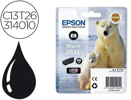 Tinteiro Epson 26xl xp-600 / 605 / 700 / 800 Preto 700 Pag