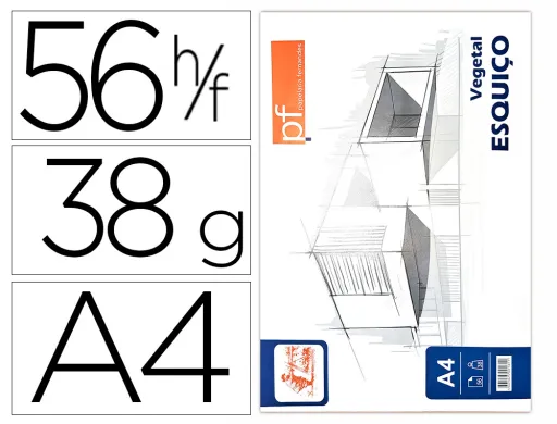 Bloco de Papel Vegetal Papelaria Fernandes Esquiço A4 38 gr 56 Folhas