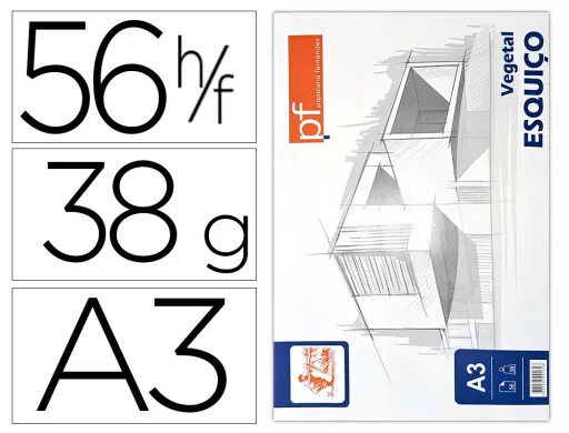 Bloco de Papel Vegetal Papelaria Fernandes Esquiço A3 38 gr 56 Folhas