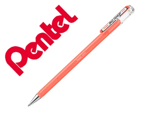 Roller Gel Pentel K110 Mattehop Cor Coral Rosa Ponta de 1 mm