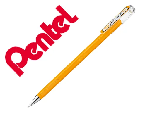 Roller Gel Pentel K110 Mattehop Cor Amarelo Laranja Ponta de 1 mm