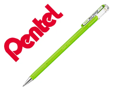 Roller Gel Pentel K110 Mattehop Cor Verde Amarelo Ponta de 1 mm