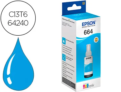 Tinta Epson T6642 Et2500/2550/14000/L475/565/575 Expression et-2550/2550 Workforce Et4500 Ciano Garrafa 70 Ml 6500 Pag