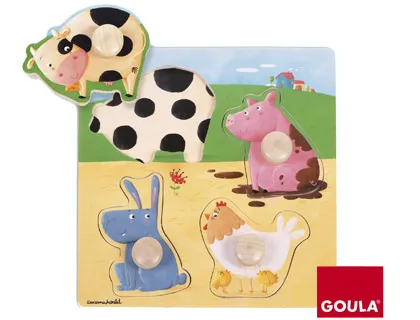 Puzzle Goula Madeira 4 Peças Animais Quinta Cor