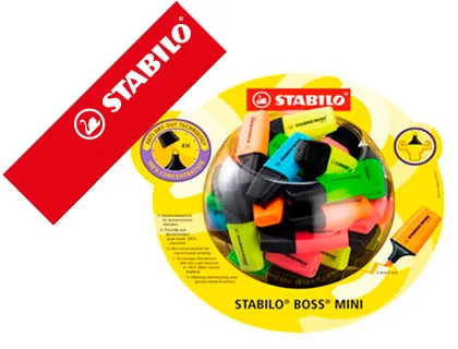 Marcador Stabilo Boss Mini Fluorescente Expositor Frasco de 50 Unidades Cores Sortidas