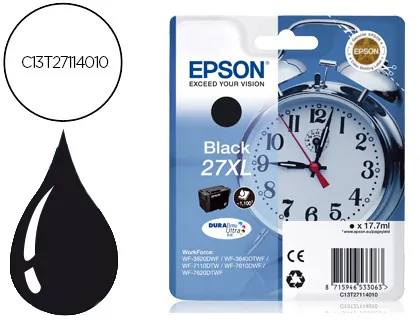 Tinteiro Epson 27xl Wf 3620 / 3640 / 7110 / 7610 / 7620 Preto -1.100 Pag