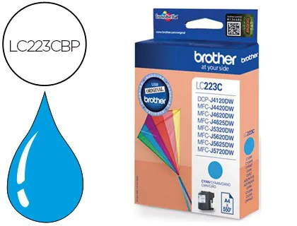 Tinteiro Brother lc-223cbp Cyan -550 Pag Dcp4120dw Mfcj4420dw Mfcj4620dw Mfcj5320dw