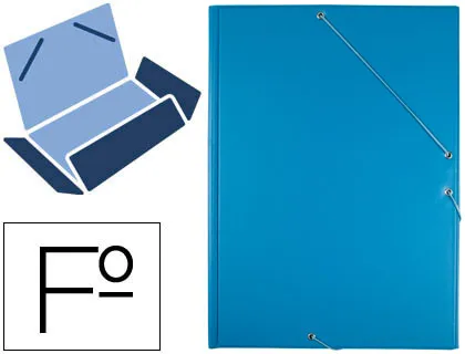 Pasta de Elásticos Folio 3 Abas Cartão Forrado Pvc Azul