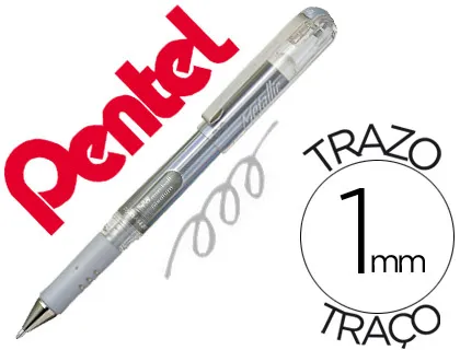 Caneta Pentel Hybrid Gel K230m Ponta de 1,0 mm Cor Prata