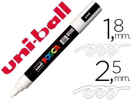 Rotulador Uni Posca Marcador de Pintura Blanco Punta Redonda 1,8 a 2,5 mm