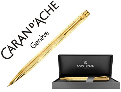 Lapiseira Caran D'Ache Ecridor Chevron Placado Dourado 0,7 mm com Estojo