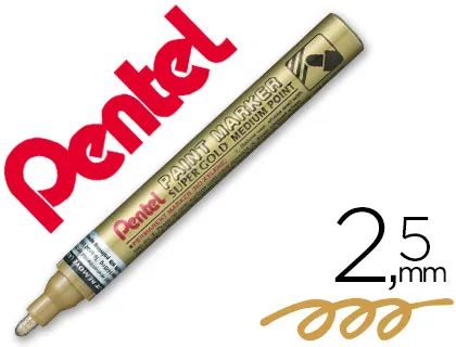 Marcador Pentel Permanente Mmp10-x Dourado para Pinturas Decorativas. Ponta Media