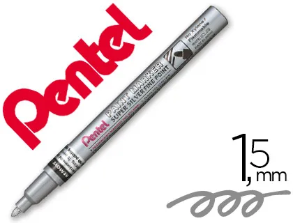 Marcador Pentel Permanente Msp10-z Prateado para Pinturas Decorativas. Ponta Fina