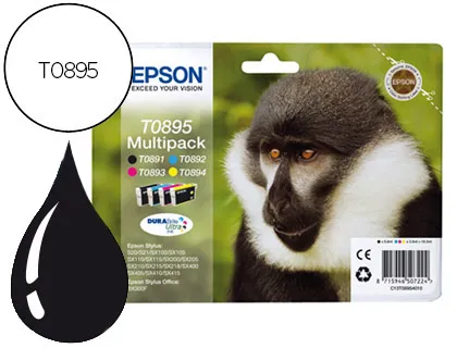 Tinteiro Epson T0895 Multipack Stylus S21/ Sx100/Sx105/ Sx115/Sx215/Sx218/ Sx400/Sx40/ Sx415 Bx300 Preto Amarelo Ciano e