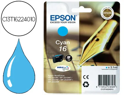 Tinteiro Epson 16 Wf2010w Wf2510wf Wf2520nf Wf2530wf Wf2540wf Ciano 175 Pag