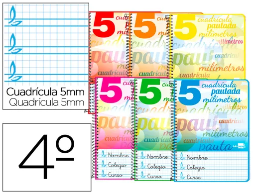 Caderno Espiral Quarto Inspire Capa Extradura 80 F 80 gr Cuadriculado Pautado 5 mm com Margem Cores Sortidas