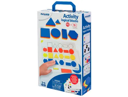 Jogo Miniland Activite Logical Blocks 60 Blocos + 16 Atividades