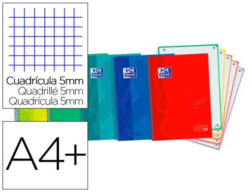 Caderno Espiral Oxford Ebook 5 Capa Extradura Din a4+ 120 F Quadricula 5 mm Cores Sortidas Touch