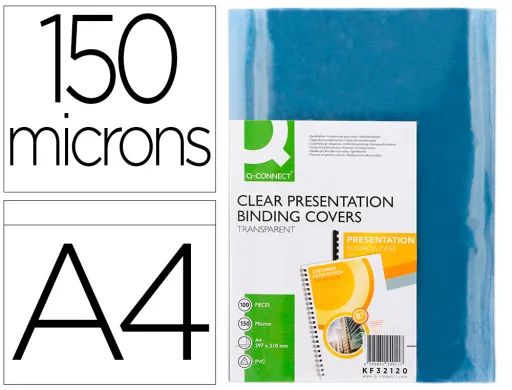 Capa de Encadernação Q-Connect Pvc Din A4 Incolor 150 Microns Pack de 100 Unidades