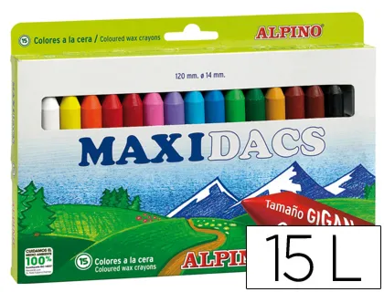 Lápis de Cera Alpino Maxidacs Caixa de 15 Cores Sortidas