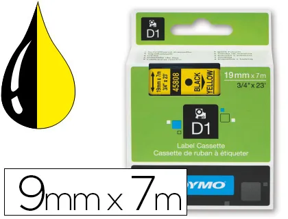 Fita Dymo Preto Amarelo 9 mm X 7 mt d1