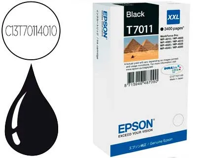 Tinteiro Epson Stylus T7011 Preto XL wp-4000 4500 Capacidade 3400 Pag