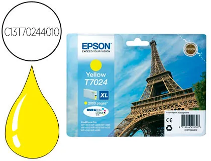 Tinteiro Epson Stylus T7024 Amarelo XL wp-4000 4500 Capacidade 2400 Pag