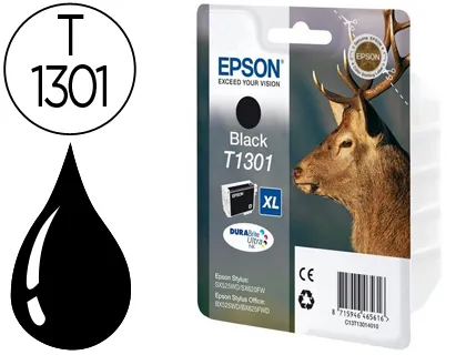 Cartucho de Tinta Epson Stylus Sx525wd/620fw Office B42wd/Bx320fw/525wd T1301 Preto