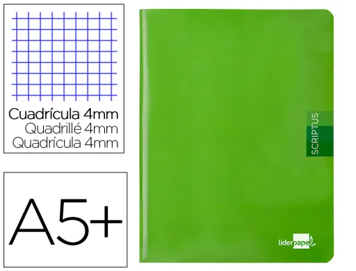 Caderno Escolar Scriptus 48 F Din A5 Quadriculado 4 mm Capa Verde Papel 90 gr