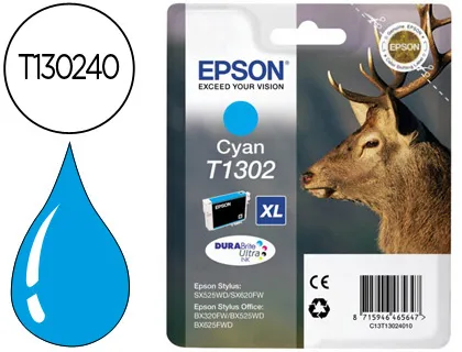 Cartucho de Tinta Epson Stylus T1302 Ciano Office Bx320f Alta Capacidade