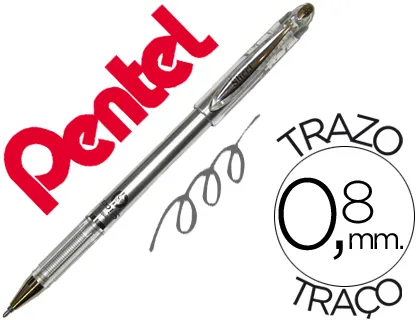 Esferográfica Roller Metálica Pentel Bg 208 Prateada 0,4 mm Ideal para Papel e Madeira Suave Secagem Rapida