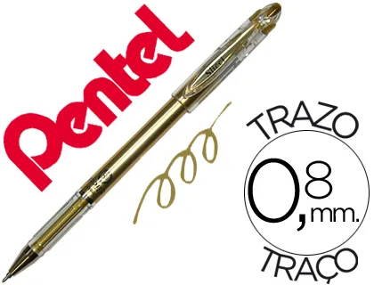 Esferográfica Roller Metálica Pentel Bg 208 Dourada 0,4 mm Ideal para Papel e Madeira Suave Secagem Rapida