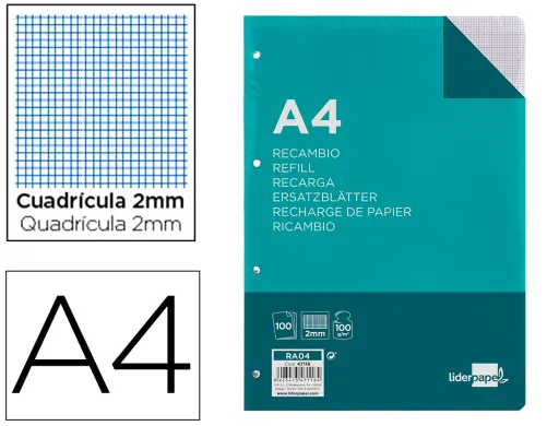 Recarga Din A4 100 Folhas 100g/m2 Quadricula 2mm com Margem 4 Furos