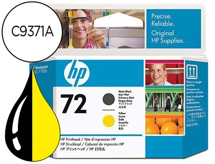 Tinteiro HP 72 Cabeça Preto Mate e Amarelo Designjet T610/1100