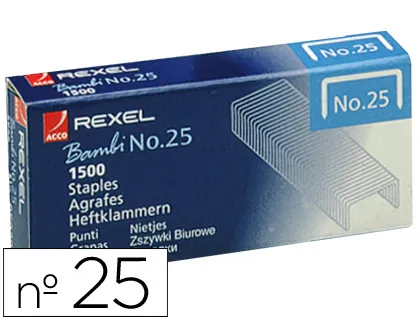 Agrafes Rexel Bambi N. 25 21/4 Caixa de 1500