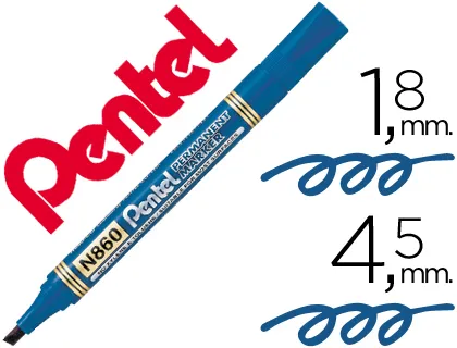 Marcador Pentel N860 Permanente Biselado Azul