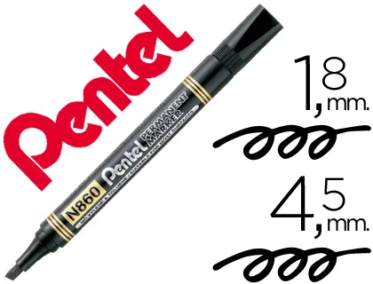 Marcador Pentel N860 Permanente Biselado Preto