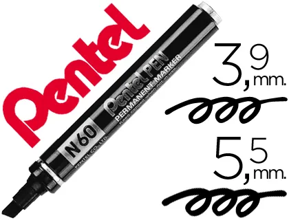 Marcador Pentel N60 Permanente Biselado Preto