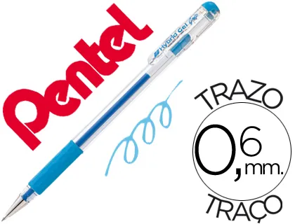 Esferográfica Pentel K116 Gel Grip Azul Claro