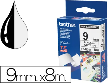 Fita Brother tz-N221 Nao Laminada Branco-Preto 9mm X 8m