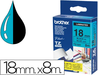 Fita Brother tz-541 Laminada Azul-Preto 18mm x 8m