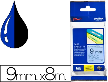 Fita Brother tz-521 Laminada Azul-Preto 9mm X 8m