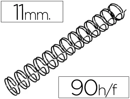 Espiral Gbc Preta Modelo Wire 3:1 11 mm n.7 com Capacidade para 90 Folhas