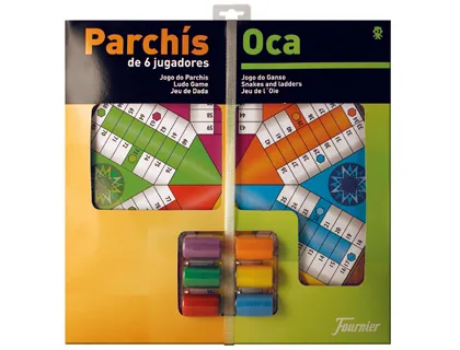 Parchis Fournier com Jogo do Ganso Tabuleiro Grande 6 Jogadores 41x40x4,7 cm