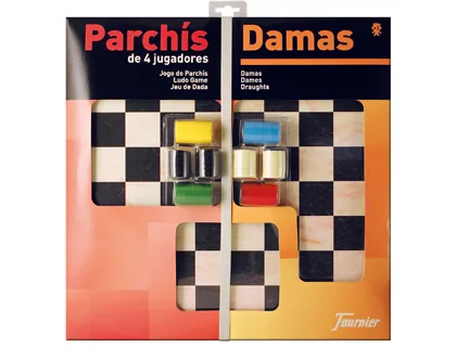 Parchis com Jogo do Ganso Damas Tabuleiro Grande 4 Jogadores 41x40x4,5 cm